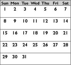 march 2009 calendar