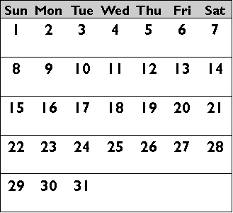 Calendar January 2017