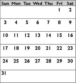 March 2013 Calendar