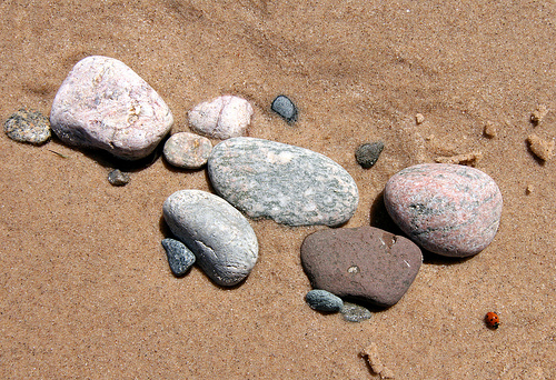 An array of stones, many colors