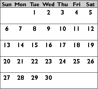 june calendar