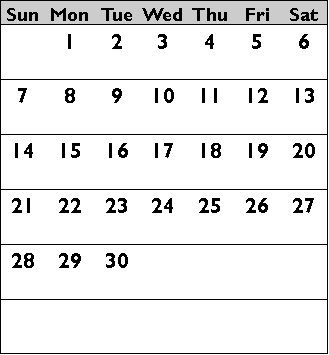 november calendar