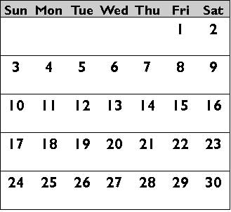 June 2012 Calendar